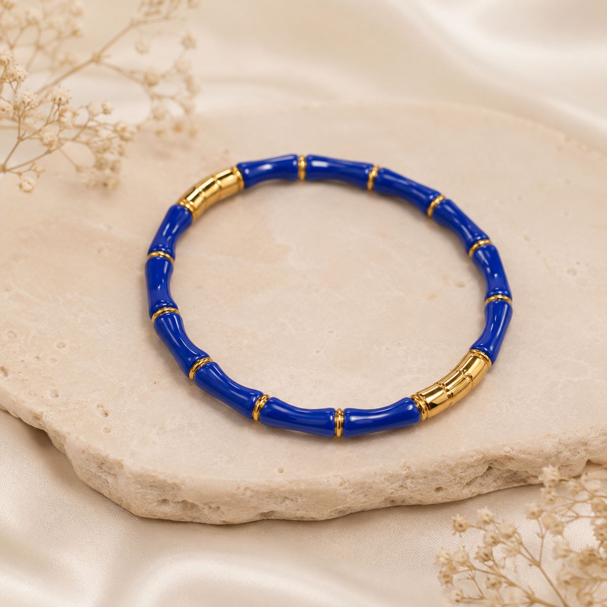 Elegant Gold-Tone Beaded Stretch Bracelet