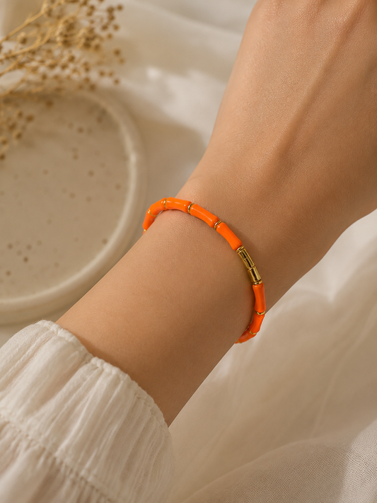 Elegant Gold-Tone Beaded Stretch Bracelet