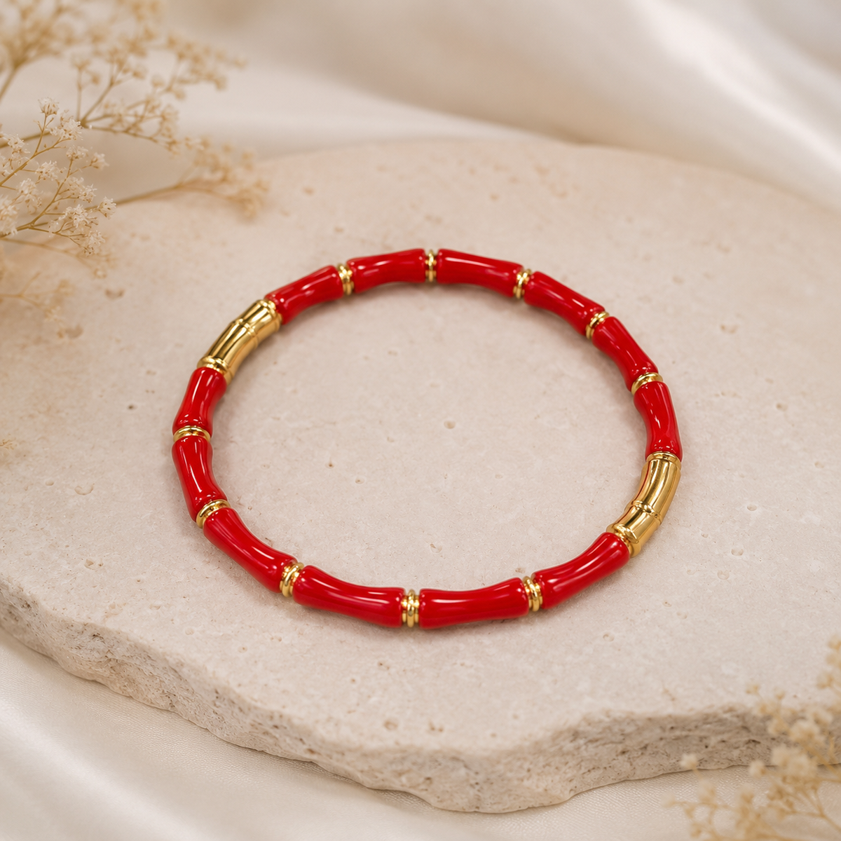 Elegant Gold-Tone Beaded Stretch Bracelet