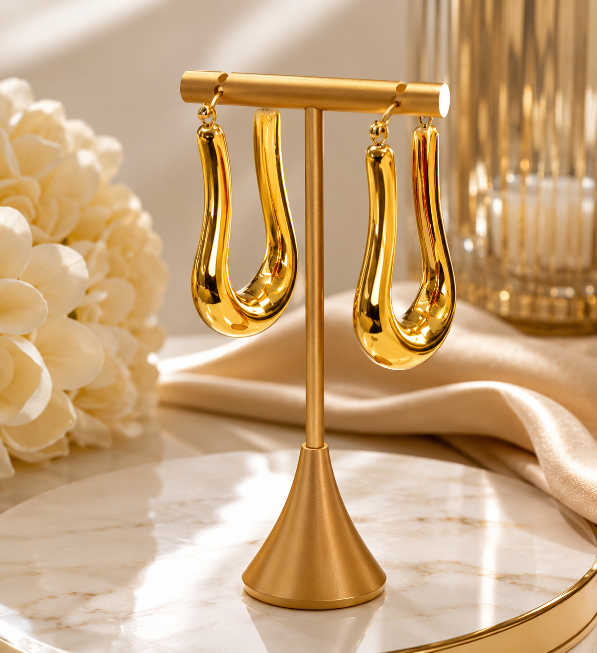 Modern Sculptural Gold Hoop Earrings #6