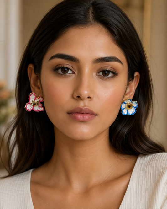 Evil Eye Floral Statement Earrings