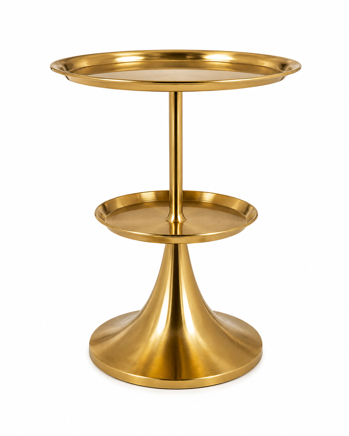Luxury 2-Tier Gold Accent Side Table – Modern Metal Pedestal End Table 22” Height