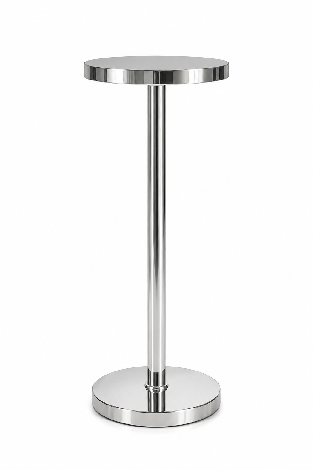 Luxury Silver Pedestal Side Table – Modern Chrome Accent Table