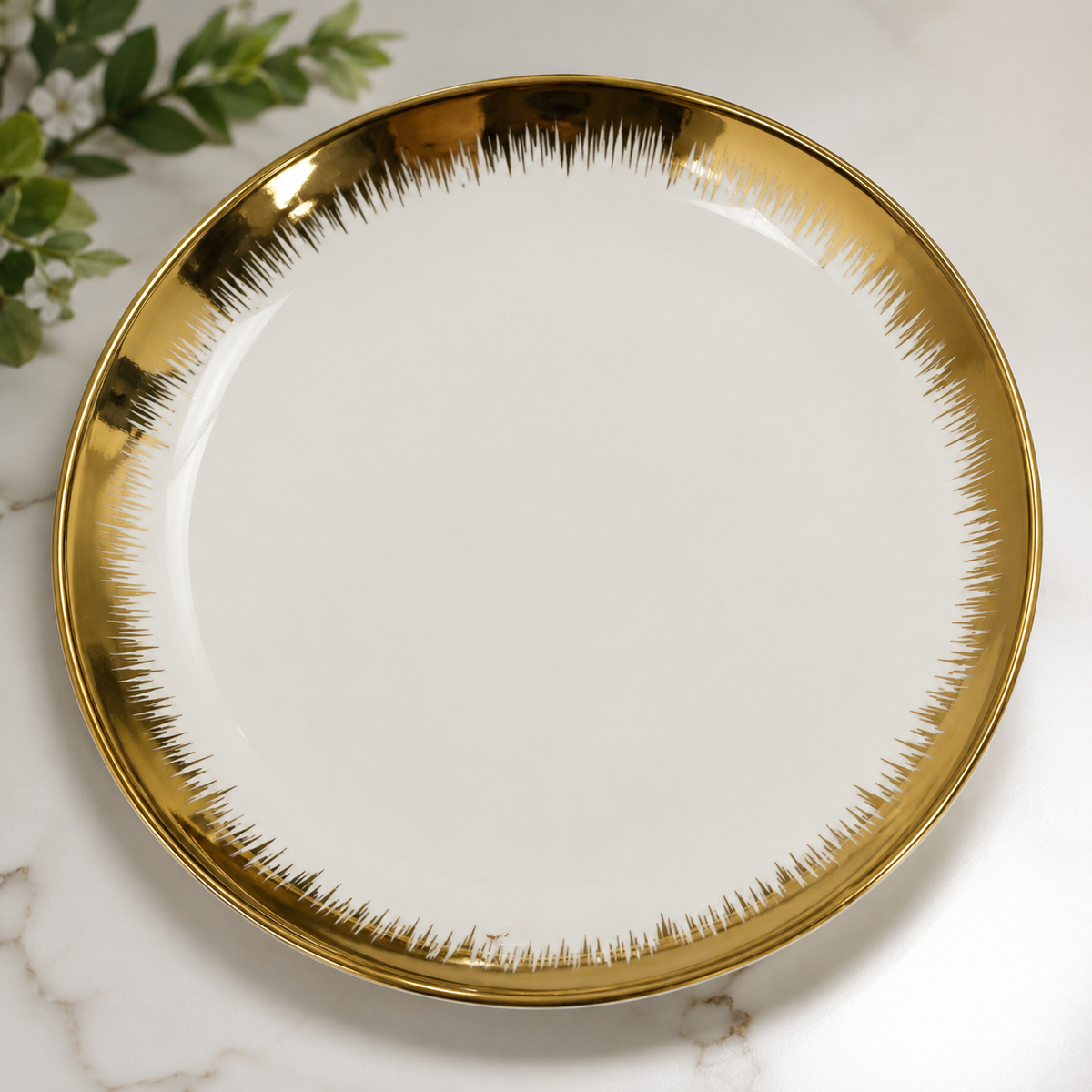 Luxury Gold Rim Dinner Plate – 30 cm | Elegant Ceramic Serving Plate