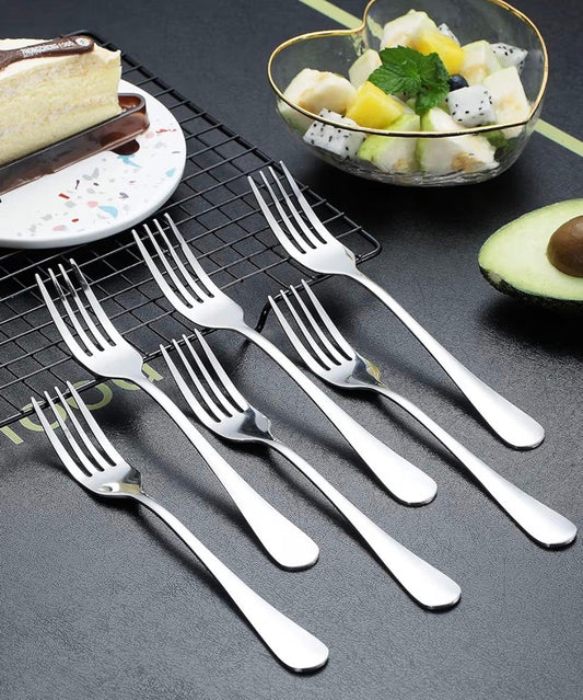 -Piece Stainless Steel Dessert & Fruit Fork Set – Elegant Everyday Dining Forks