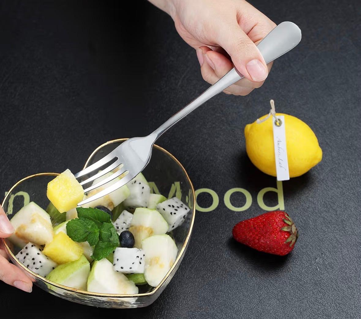 -Piece Stainless Steel Dessert & Fruit Fork Set – Elegant Everyday Dining Forks