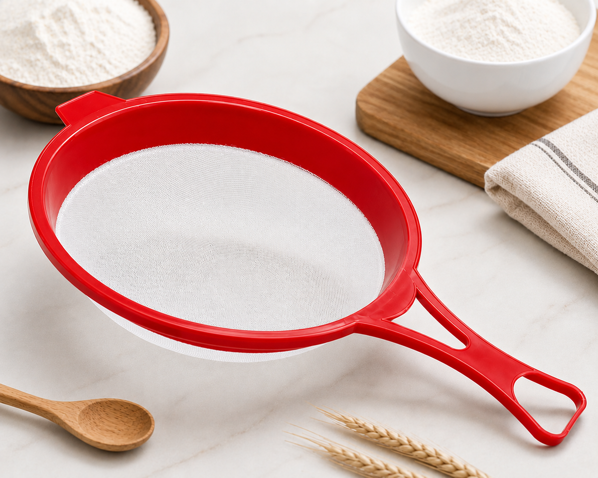 24 cm Fine Mesh Kitchen Strainer Sieve with Ergonomic Handle – Flour, Baking & Food Sifting – Available in Multiple Colors