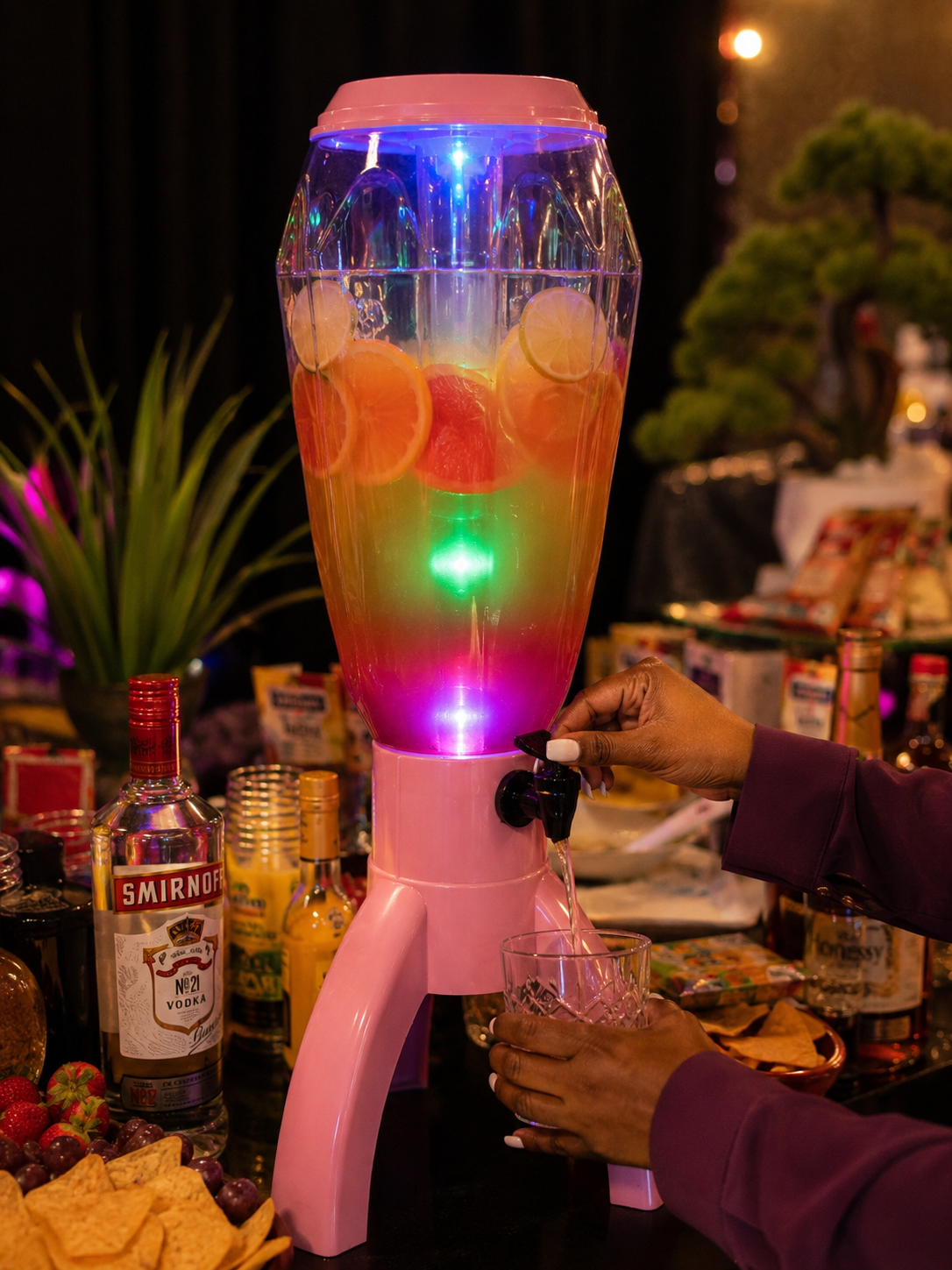 3.5L LED Beverage Dispenser with Color-Changing Lights & Easy Pour Tap | Juice & Drink Server