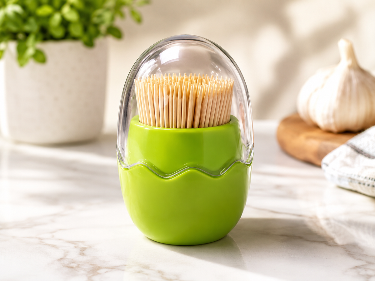 Portable Plastic Toothpick Holder with Transparent Dust Cover | Hygienic Toothpick Dispenser for Home & Dining