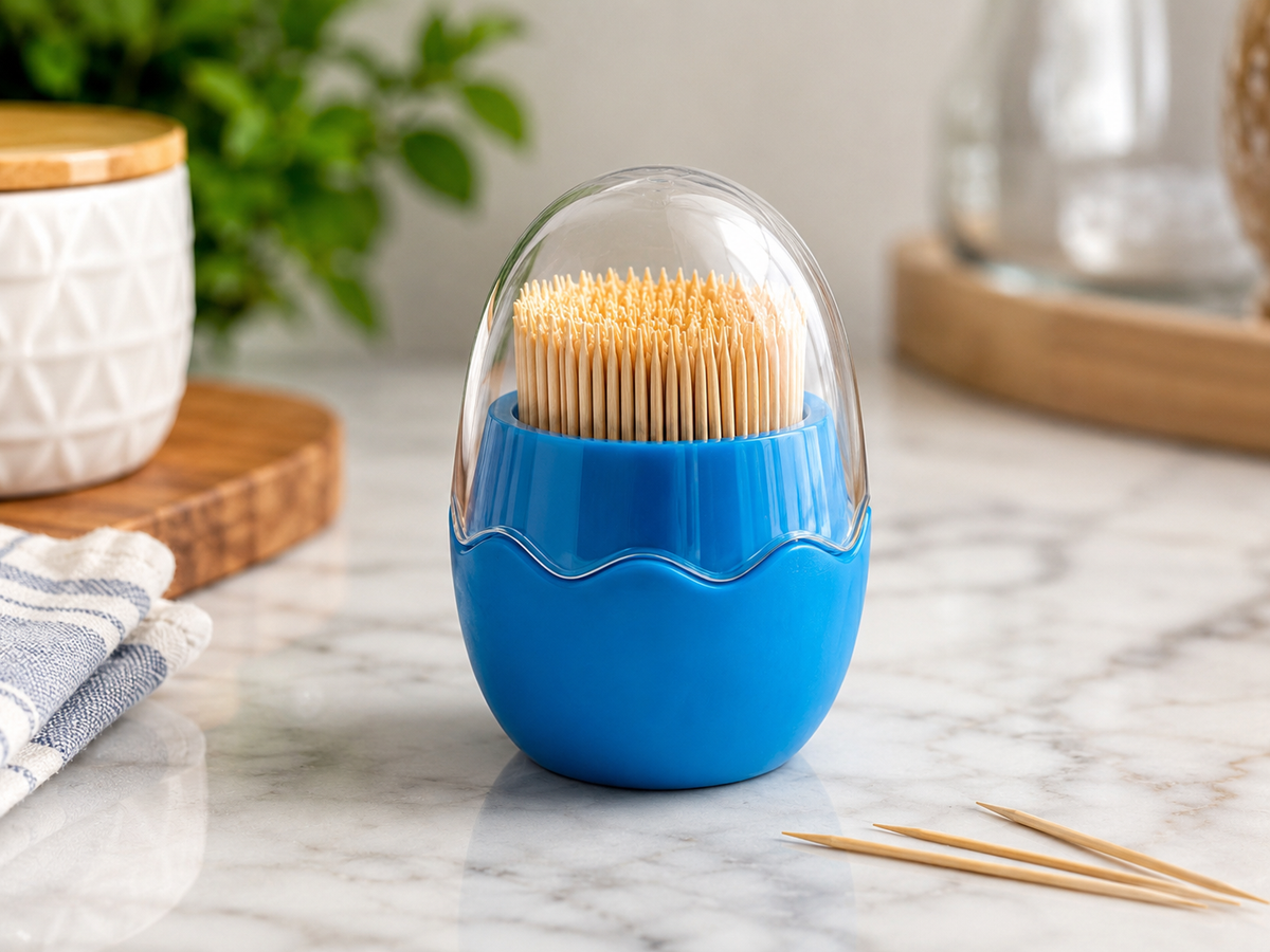 Portable Plastic Toothpick Holder with Transparent Dust Cover | Hygienic Toothpick Dispenser for Home & Dining