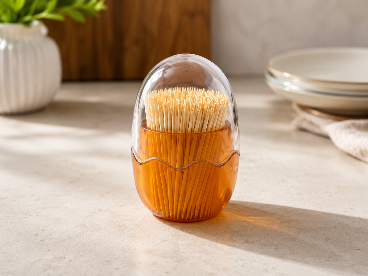 Portable Plastic Toothpick Holder with Transparent Dust Cover | Hygienic Toothpick Dispenser for Home & Dining