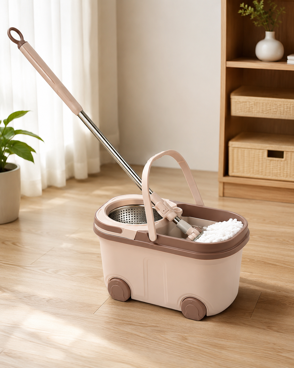 360° Spin Mop & Bucket Set with Built-In Soap Dispenser | Adjustable Handle & 180° Rotating Microfiber Mop Head
