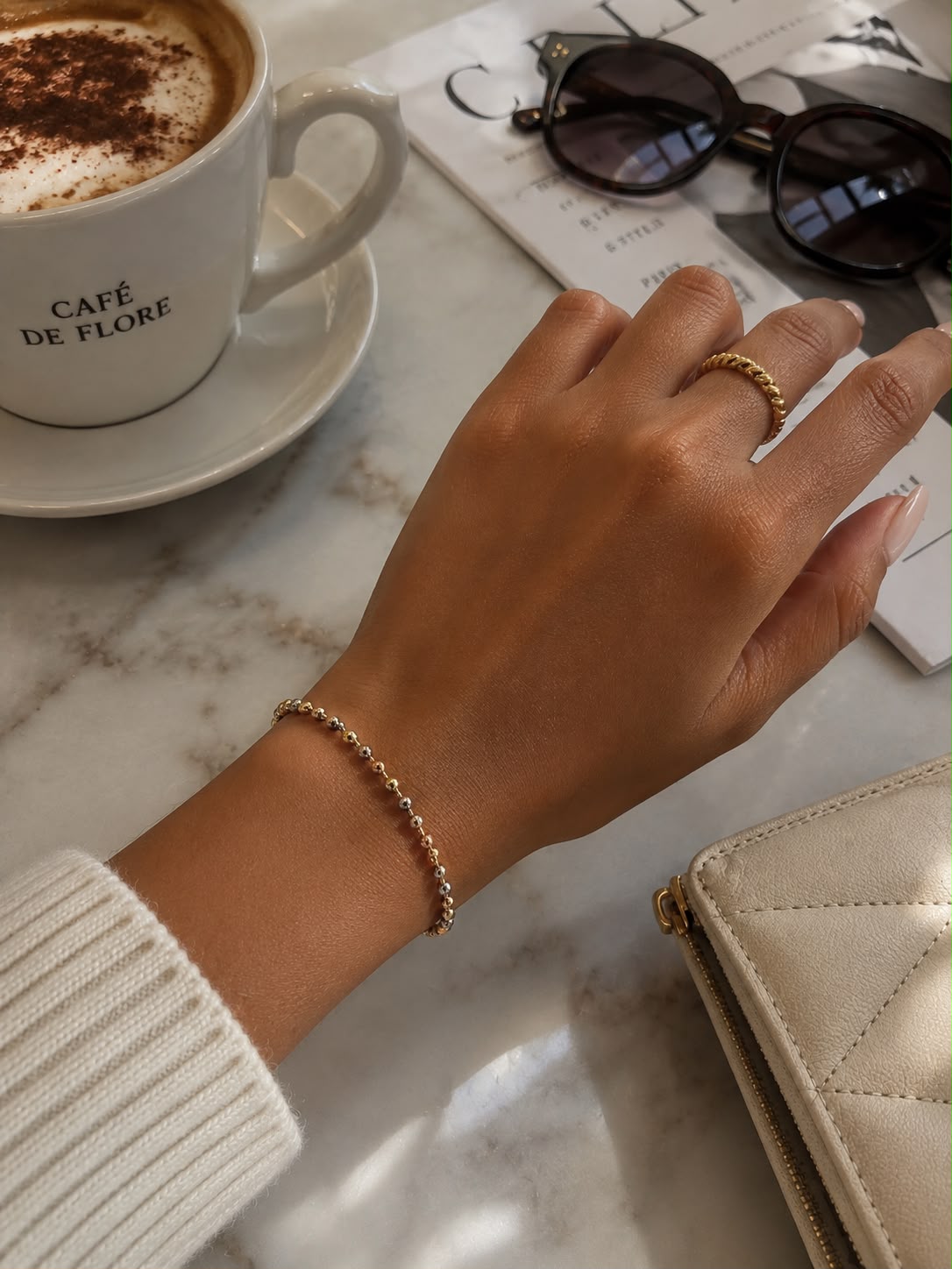 Elegant Gold Charm Anklet & Hand Bracelet for Women | Adjustable 2-in-1 Jewelry