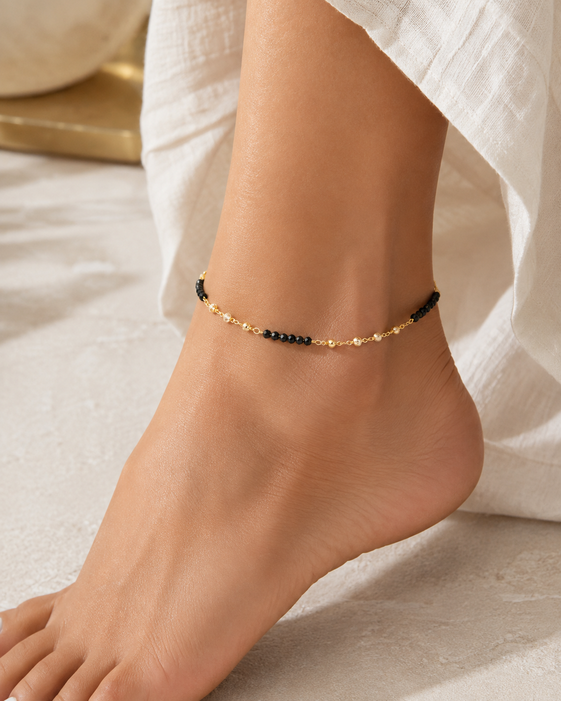 Elegant Gold Charm Anklet & Hand Bracelet for Women | Adjustable 2-in-1 Jewelry