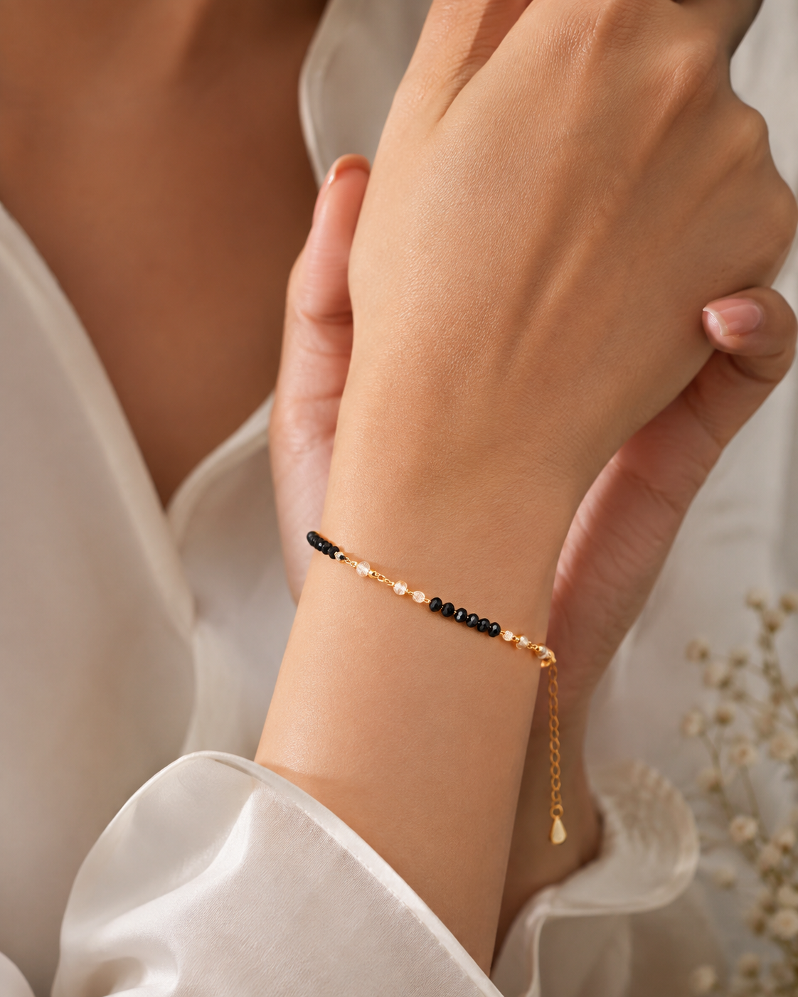 Elegant Gold Charm Anklet & Hand Bracelet for Women | Adjustable 2-in-1 Jewelry