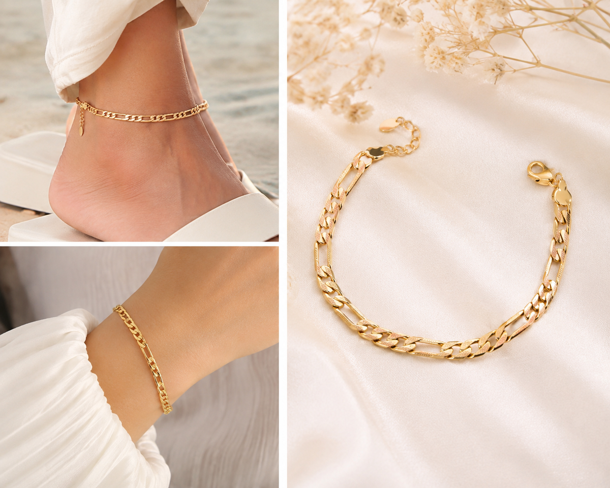 Elegant Gold Charm Anklet & Hand Bracelet for Women | Adjustable 2-in-1 Jewelry