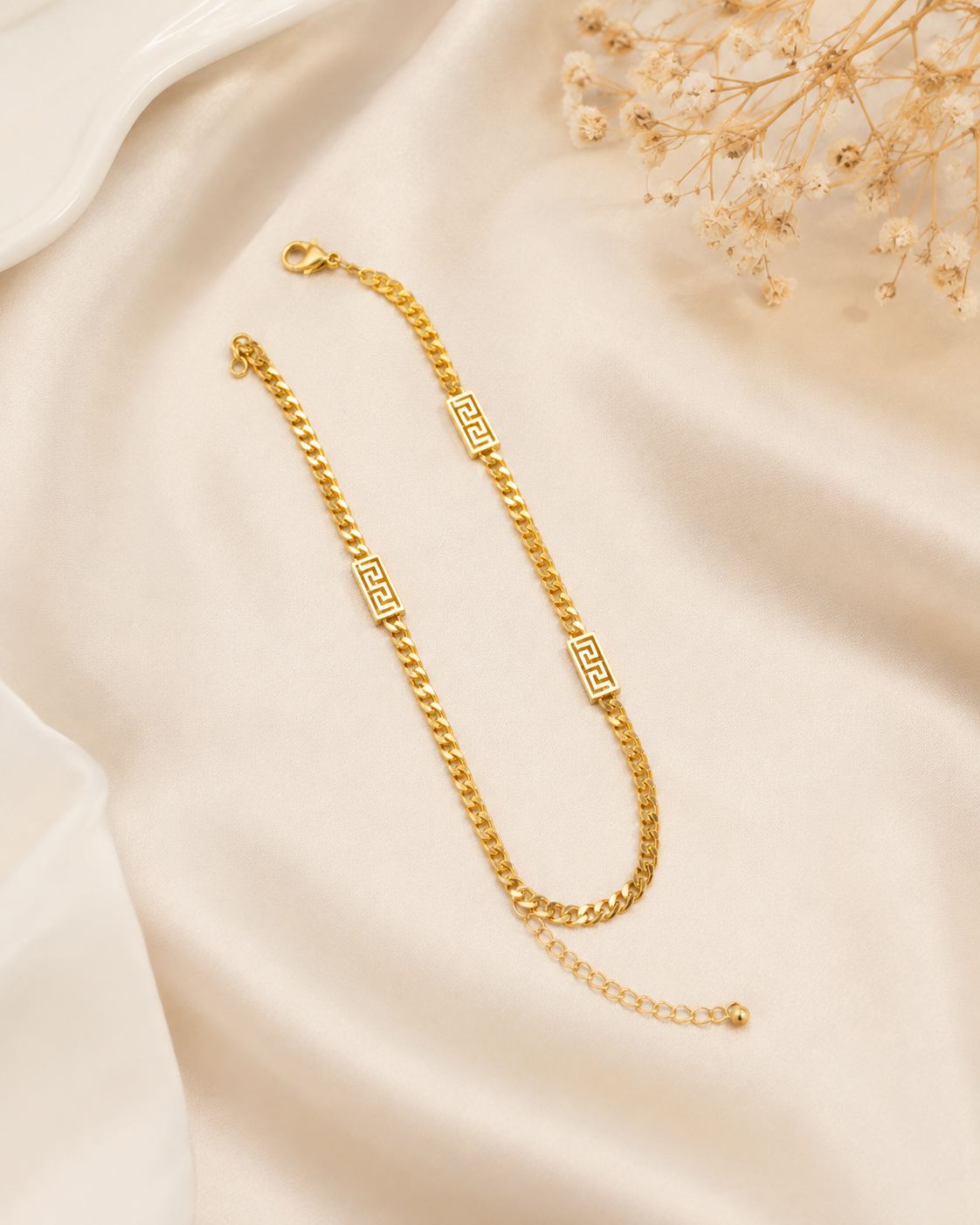 Elegant Gold Charm Anklet & Hand Bracelet for Women | Adjustable 2-in-1 Jewelry