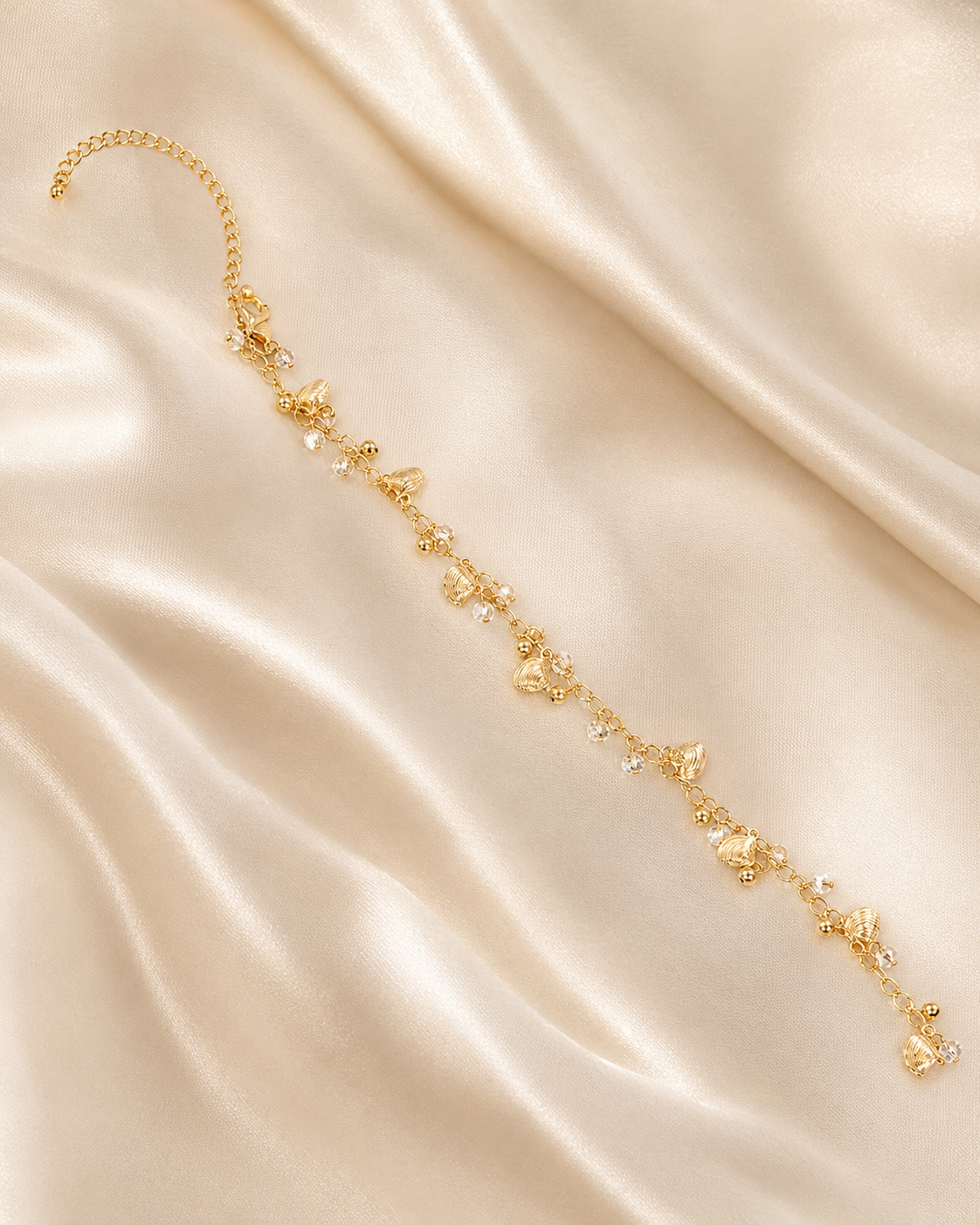 Elegant Gold Charm Anklet & Hand Bracelet for Women | Adjustable 2-in-1 Jewelry