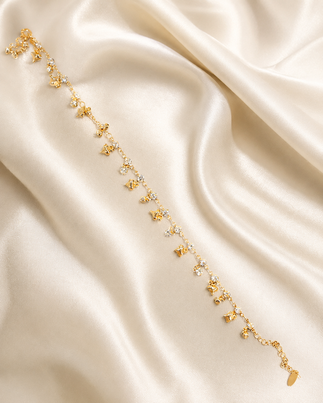 Elegant Gold Charm Anklet & Hand Bracelet for Women | Adjustable 2-in-1 Jewelry