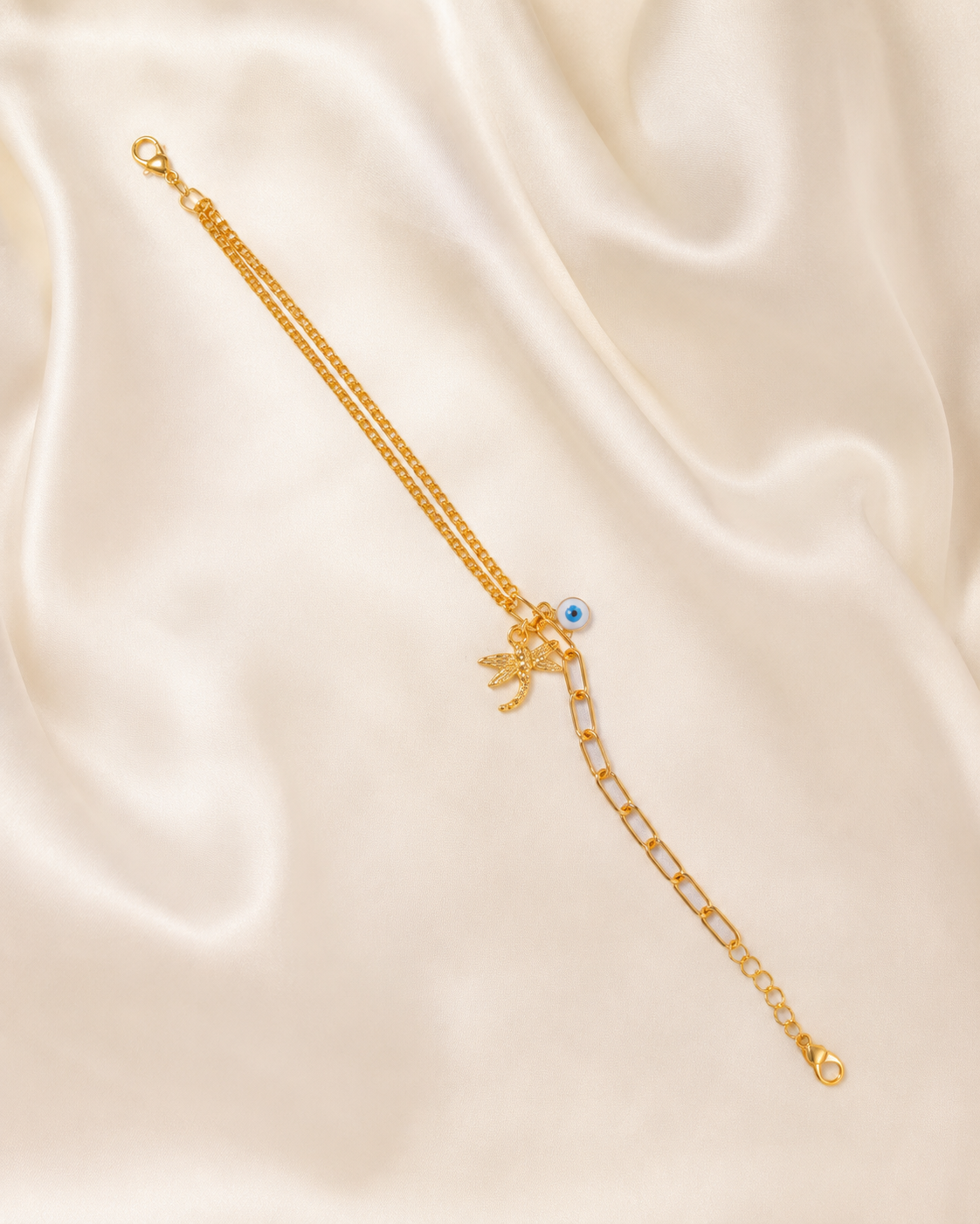 Elegant Gold Charm Anklet & Hand Bracelet for Women | Adjustable 2-in-1 Jewelry