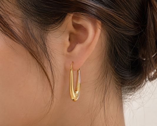 Tri-Tone Sculpted Teardrop Hoop Earrings #9