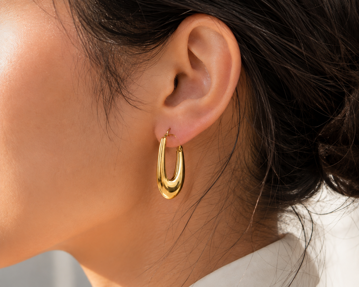 Gold Teardrop Hoop Earrings – Chunky Statement Earrings for Women #11