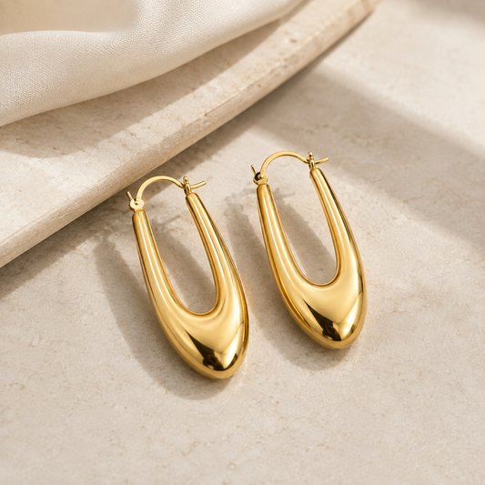 Gold Teardrop Hoop Earrings – Chunky Statement Earrings for Women #11