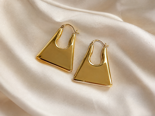 Gold Geometric Triangle Hoop Earrings – Statement Earrings for Women #14