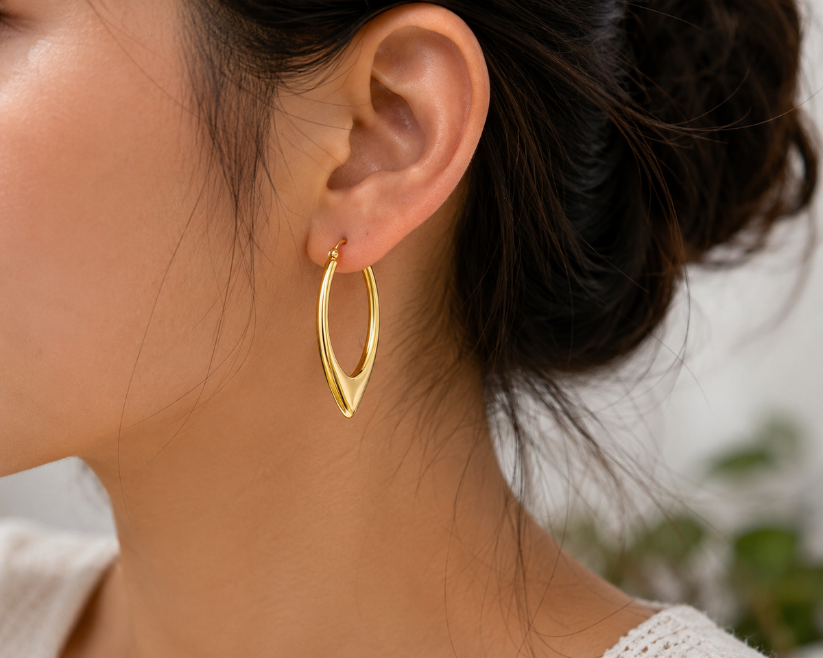 Sculpted Gold Teardrop Hoop Earrings – Modern Statement Jewelry #15