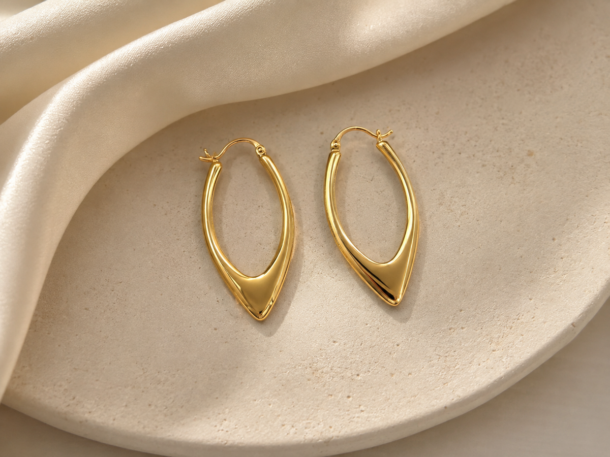 Sculpted Gold Teardrop Hoop Earrings – Modern Statement Jewelry #15