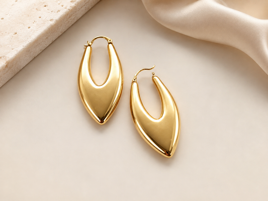 Bold Sculptural Gold Teardrop Hoop Earrings – Statement Jewelry #16