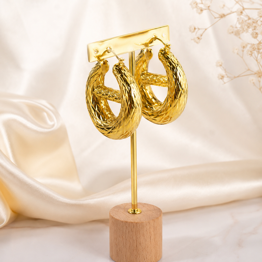 Chunky Textured Gold Hoop Earrings – Bold Statement Jewelry for Women #22