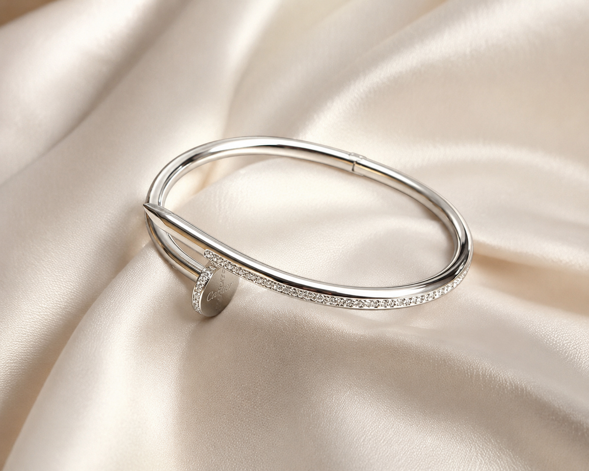 Luxury Crystal Nail Bangle Bracelet – Gold, Silver & Rose Gold