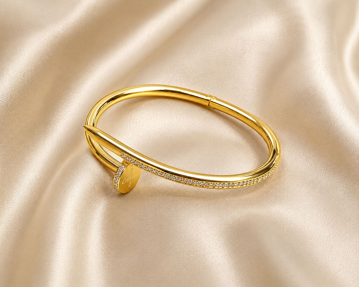 Luxury Crystal Nail Bangle Bracelet – Gold, Silver & Rose Gold