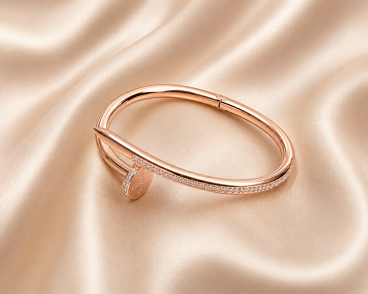 Luxury Crystal Nail Bangle Bracelet – Gold, Silver & Rose Gold