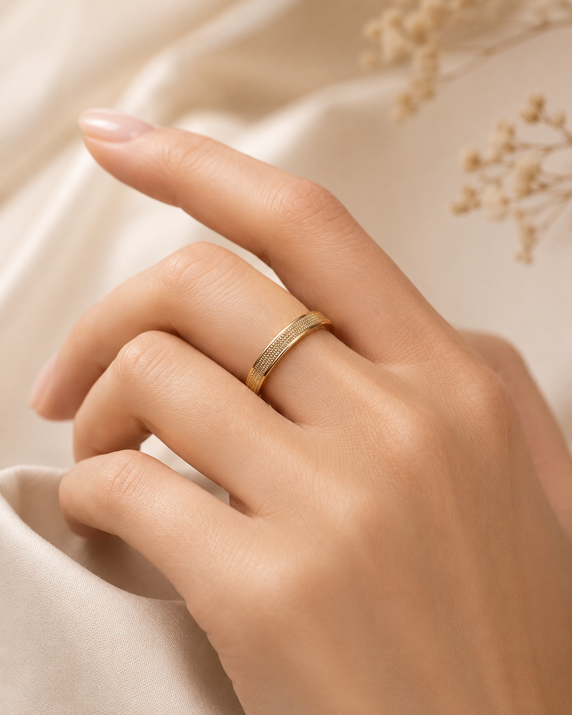 Textured 14k Gold plated Band Ring – Size 12