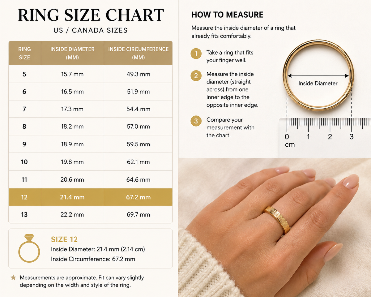 Men’s Gold-Tone Faceted Band Ring – Size 12