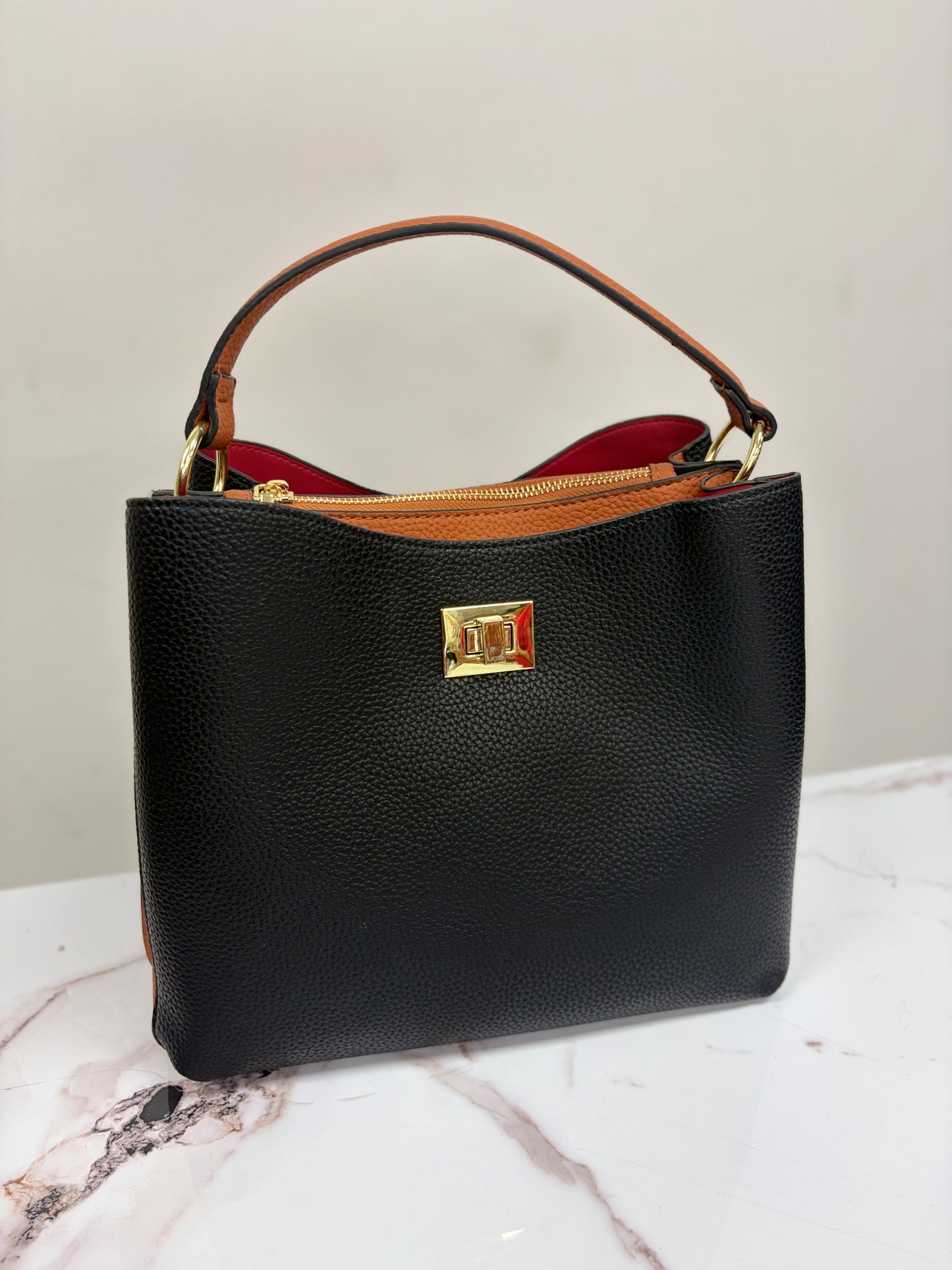 Luxury Modern Two-Tone Structured Shoulder Bag