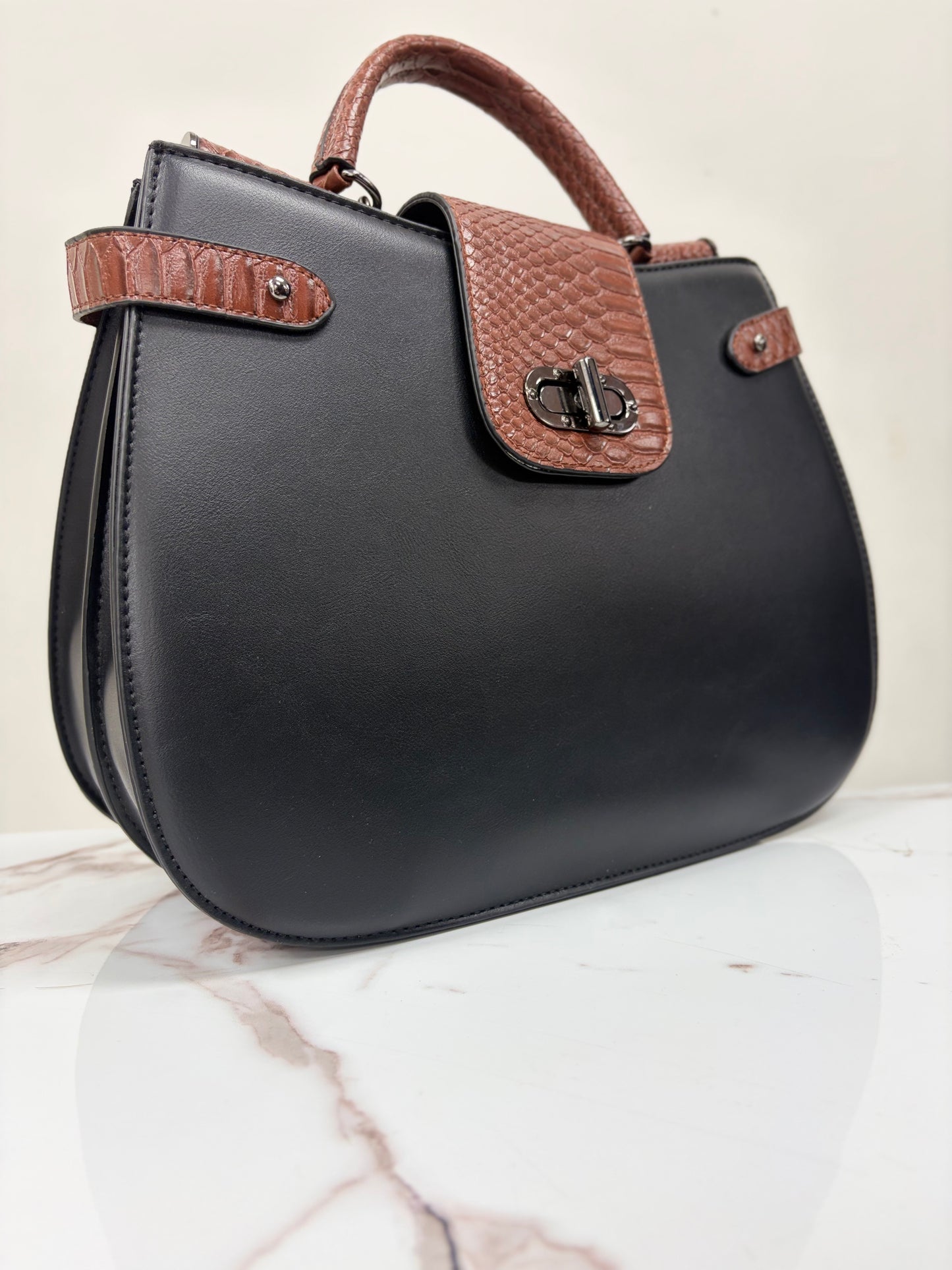 Luxury Modern Two-Tone Structured Shoulder Bag