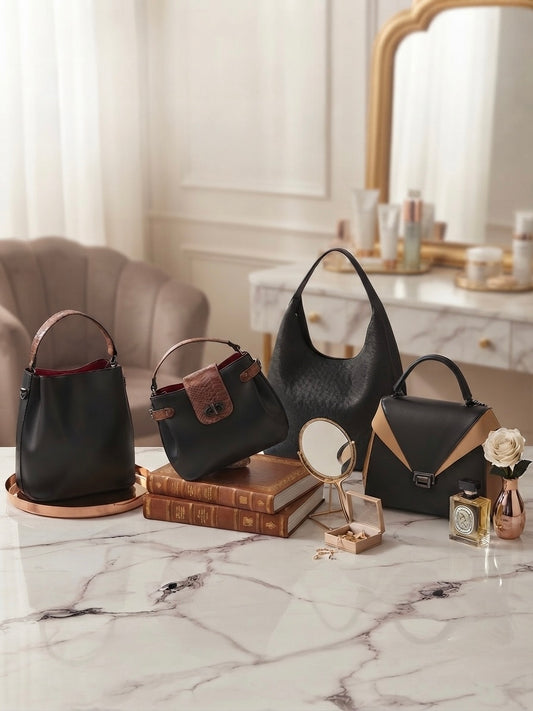 Luxury Modern Two-Tone Structured Shoulder Bag