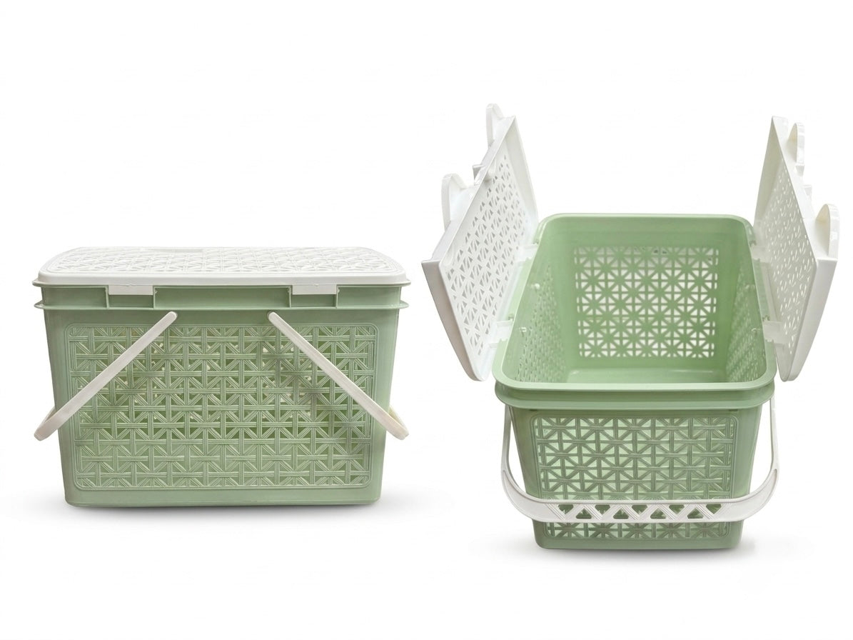 Woven Split Lid Picnic Basket