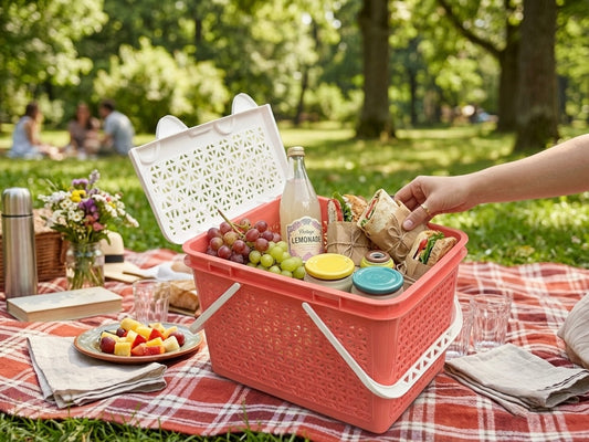 Woven Split Lid Picnic Basket