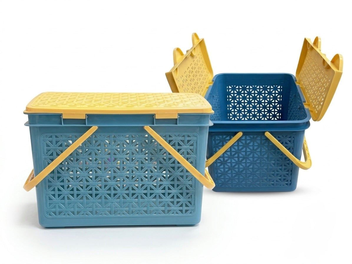 Woven Split Lid Picnic Basket