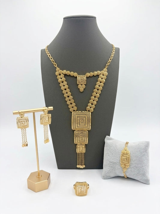 Tiered Square Filigree Statement Necklace