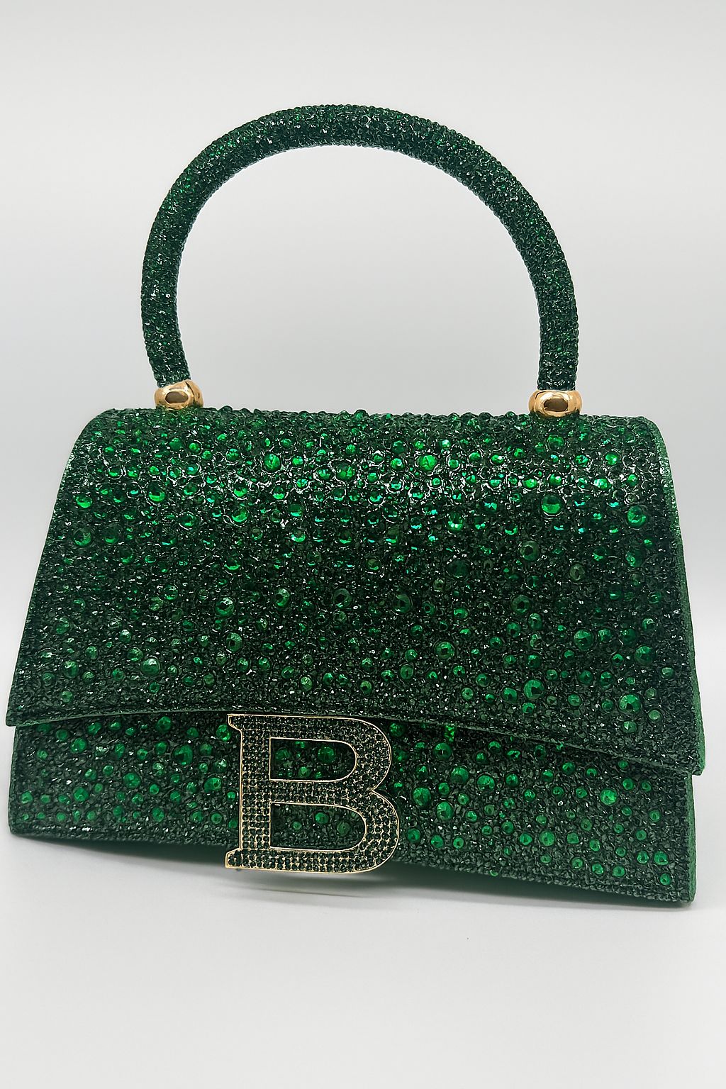 Luxury Rhinestone "B" Alphabet Mini Top Handle Bag - Sparkling Party Purse
