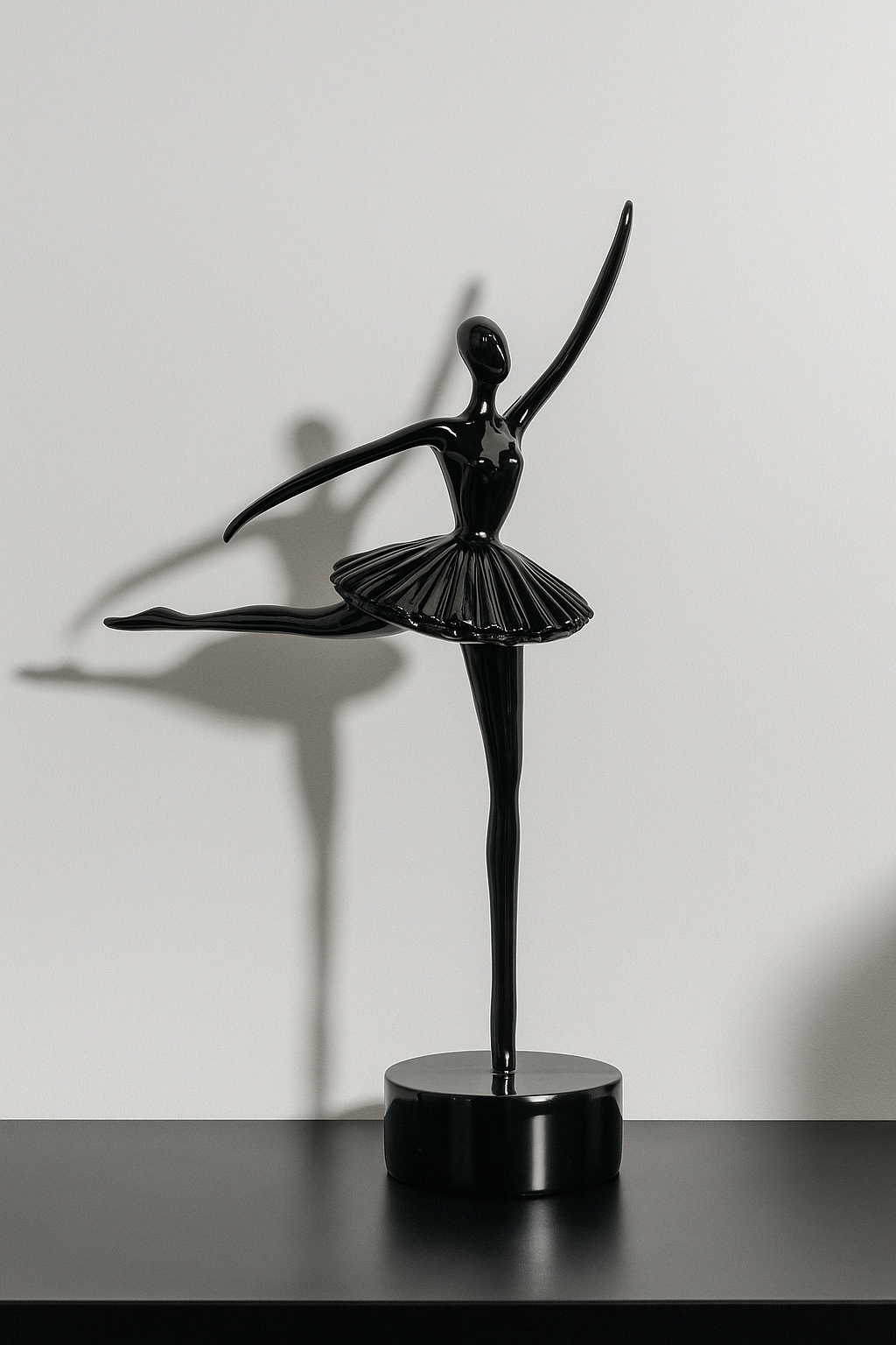 Elegant Ballerina Figurine — Black, Silver & White Dancers