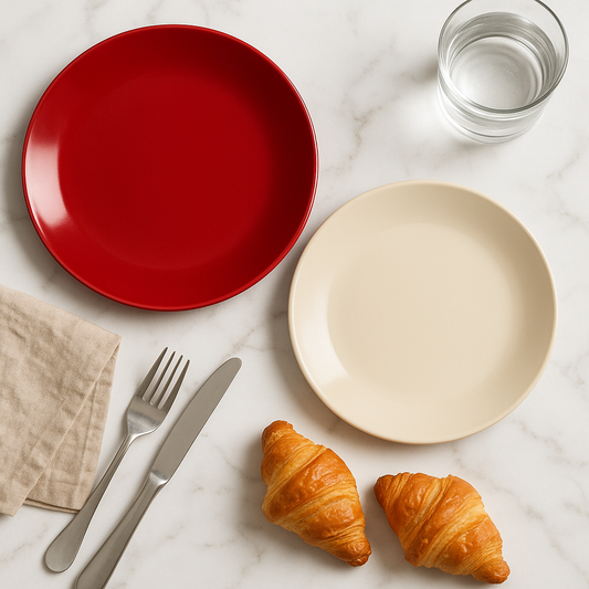 Elegant 10.5” Ceramic Plate – Red & Beige Options