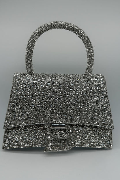 Luxury Rhinestone "B" Alphabet Mini Top Handle Bag - Sparkling Party Purse
