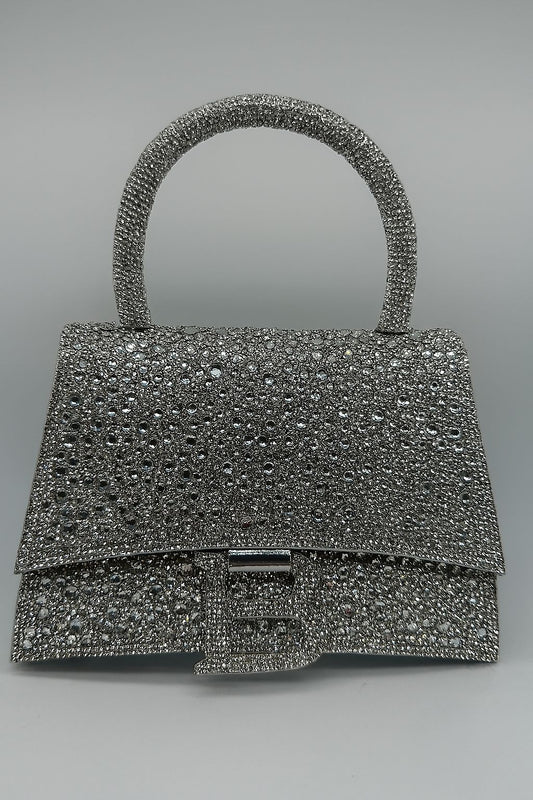 Luxury Rhinestone "B" Alphabet Mini Top Handle Bag - Sparkling Party Purse