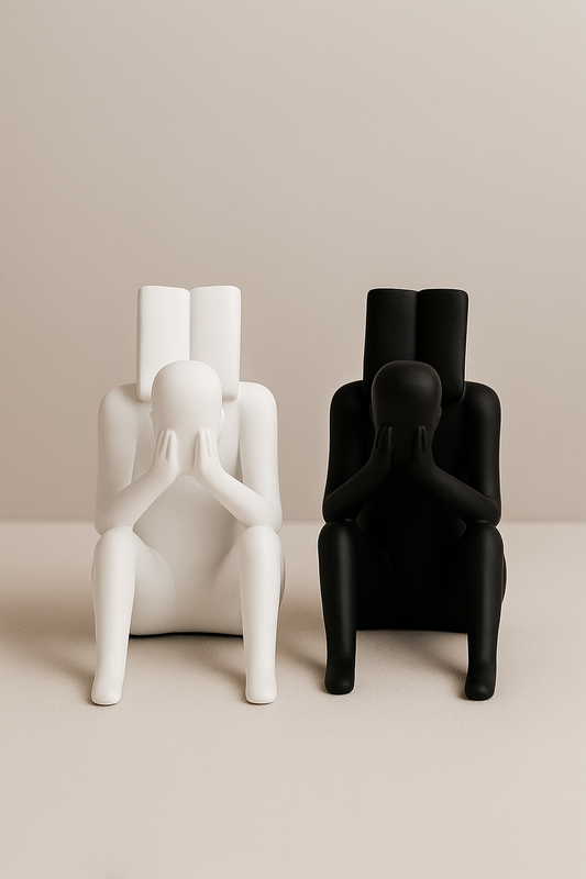 Modern Abstract Thinking Figurines – Set of 2 (Black & White)